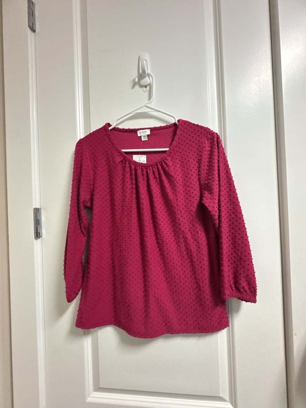 Women’s J. Crew Clip Dot Long Sleeve Top Size XS Magenta